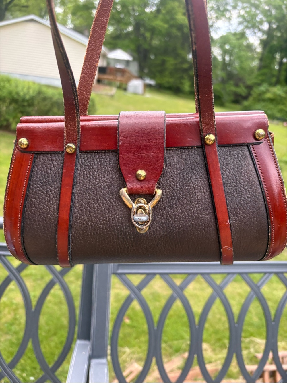 Vintage trunk style handbag Italian made